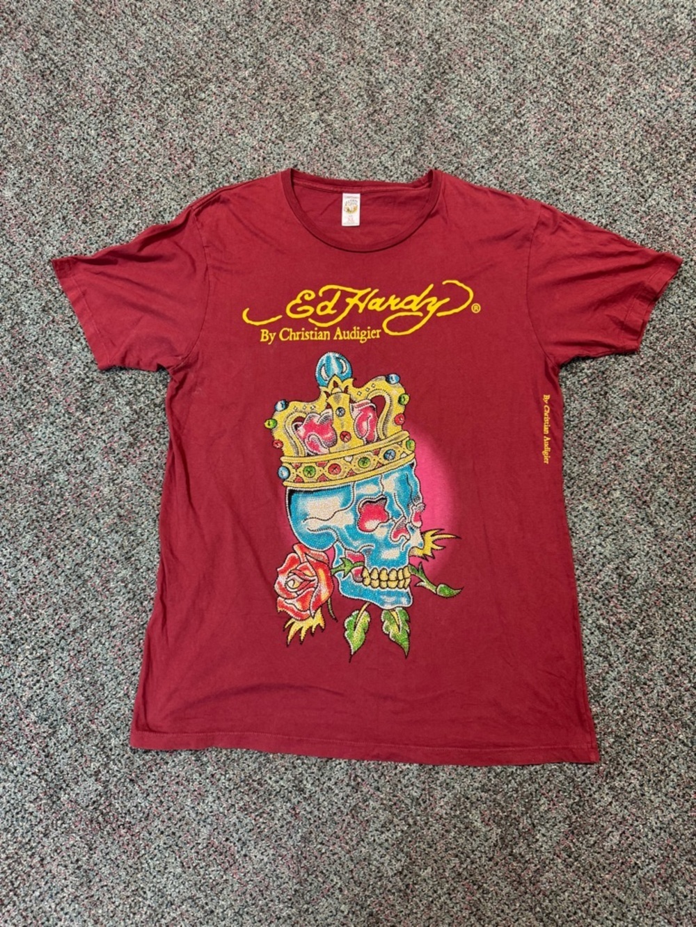 Ed Hardy Vintage Y2K Men’s Graphic Bling Skull Tee Size XL